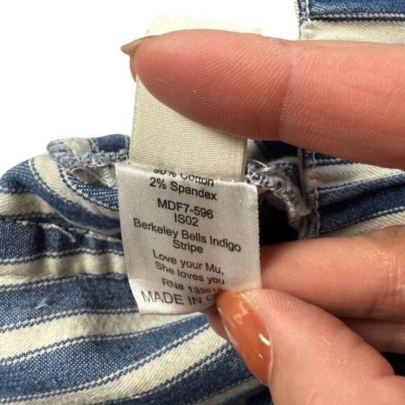 Show Me Your Mumu Womens Berkeley Bell Bottoms Striped Raw Hem Blue Size XS - Picture 10 of 14